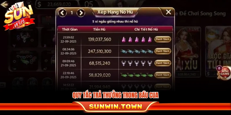 Các quy định về cách trả thưởng khi chơi bầu cua